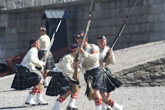 a group of men in kilts; reenactment Citadel Halifax