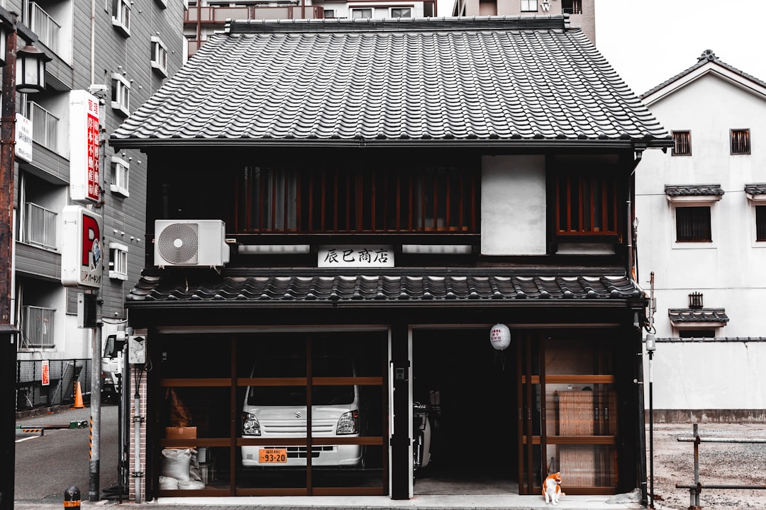 white vehicle inside black wooden building during daytime