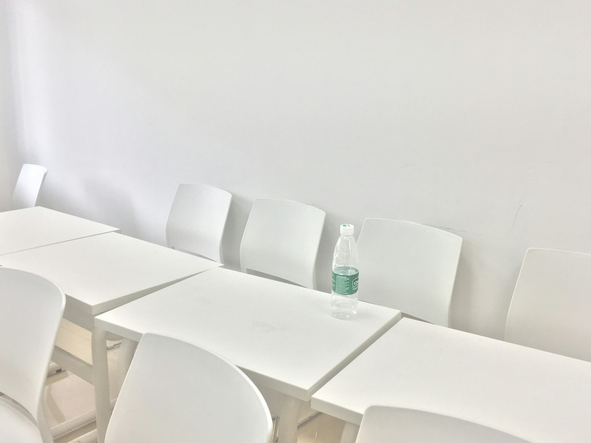 water bottle on table