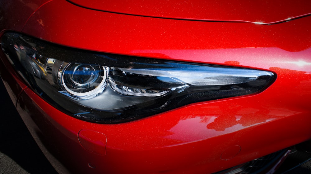 closeup view of car clear headlight