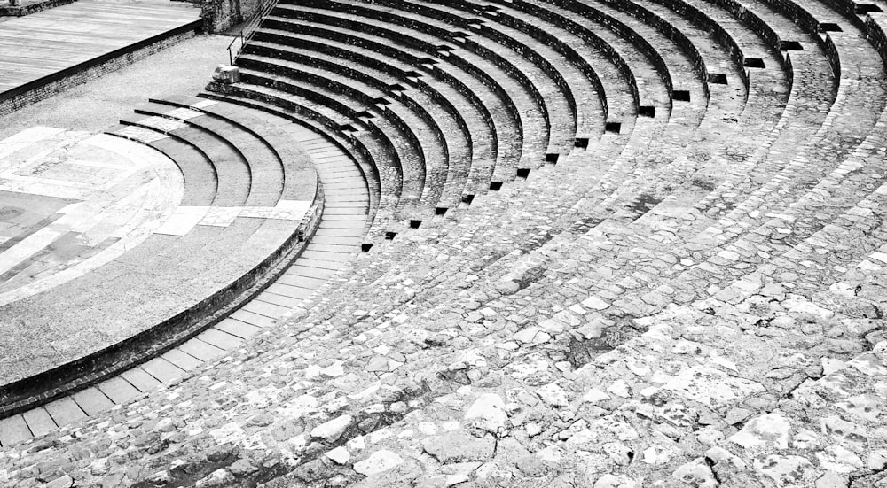 grayscale photography of concrete stadium