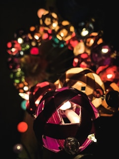 A festive event scene featuring multiple 3D printed moon lamps creating a magical atmosphere