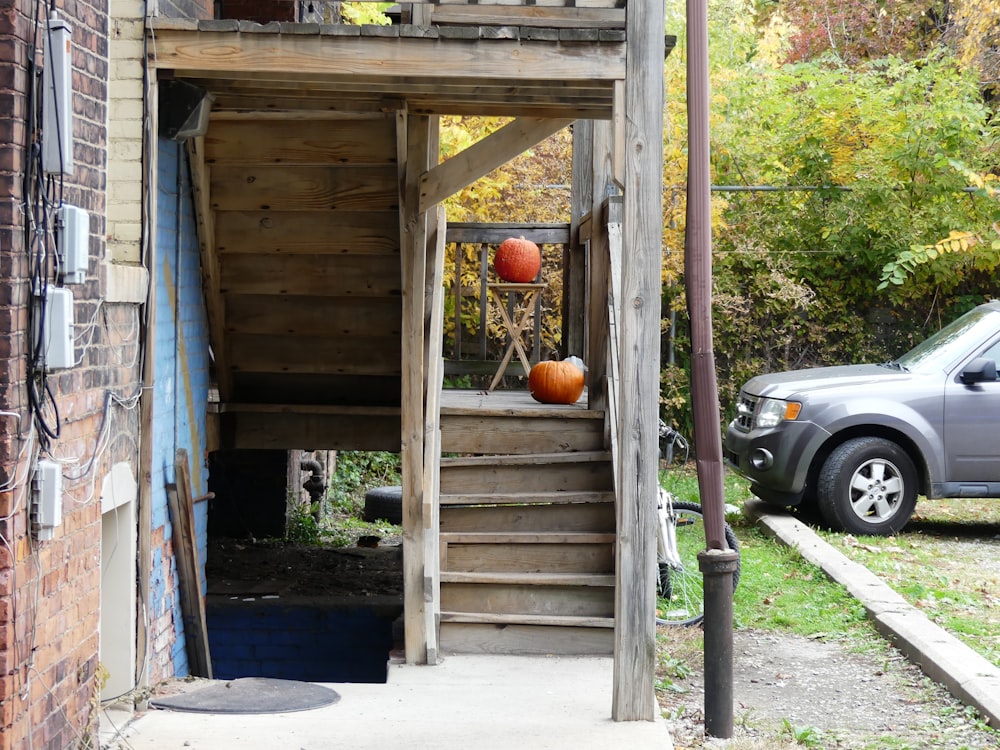 brown wooden staircase during daytime