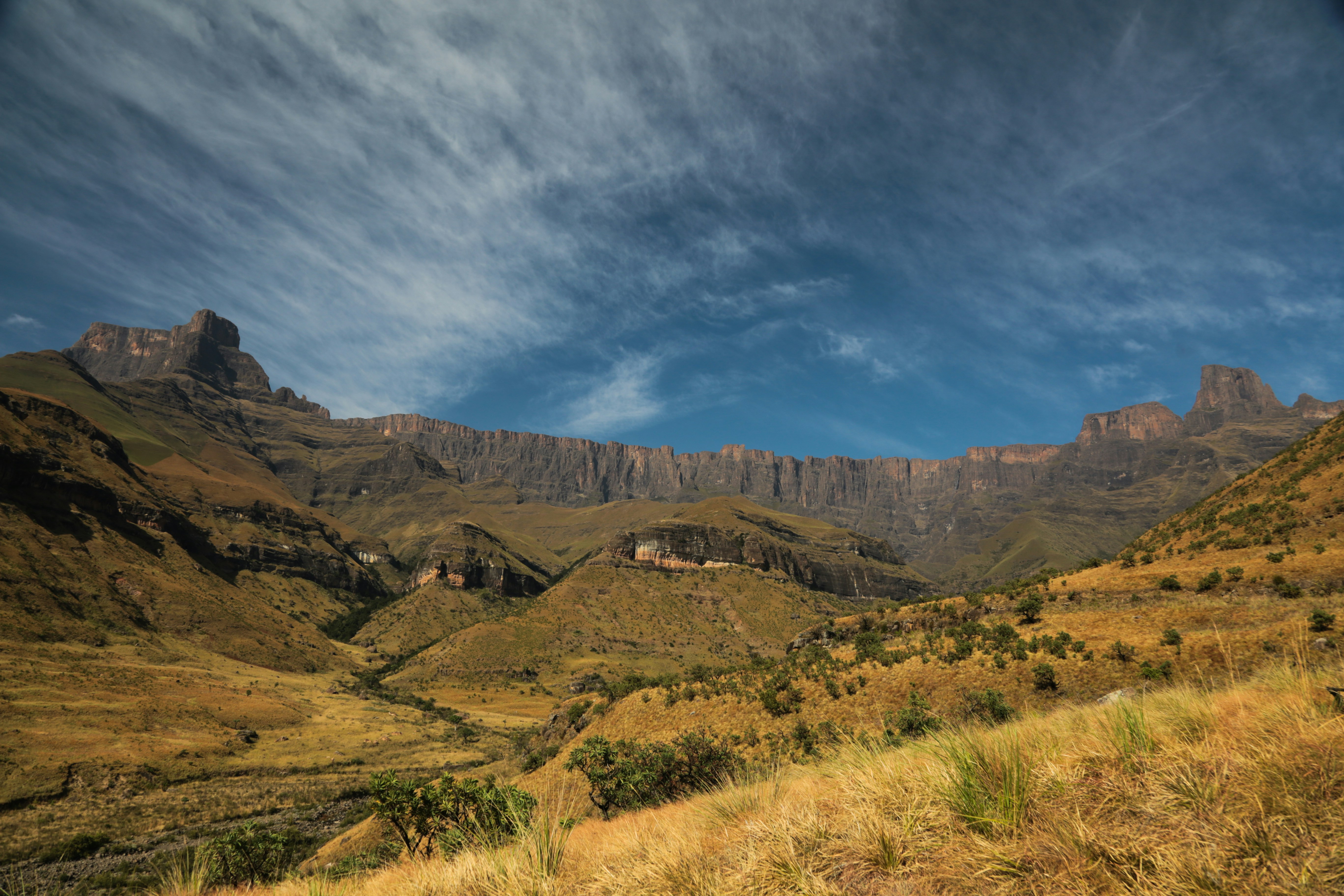 aerial photography of green filed viewing mountain under blue and white sky during daytime