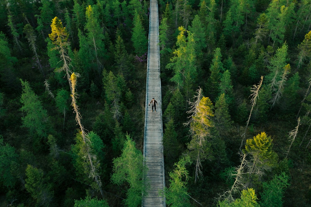 personne marchant sur le pont pendant la journée