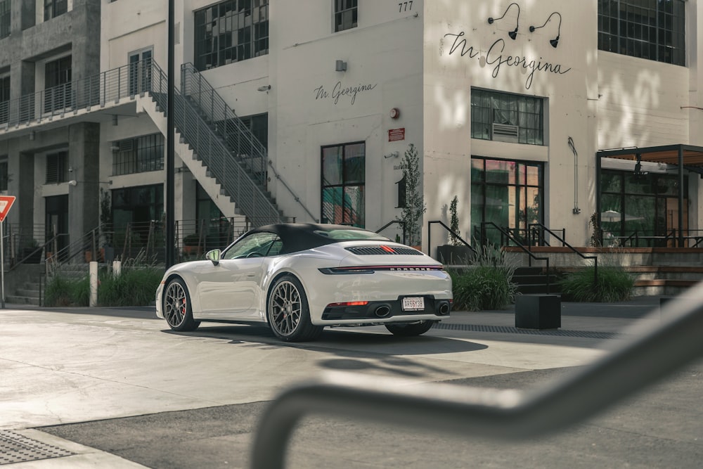 parked white sports car