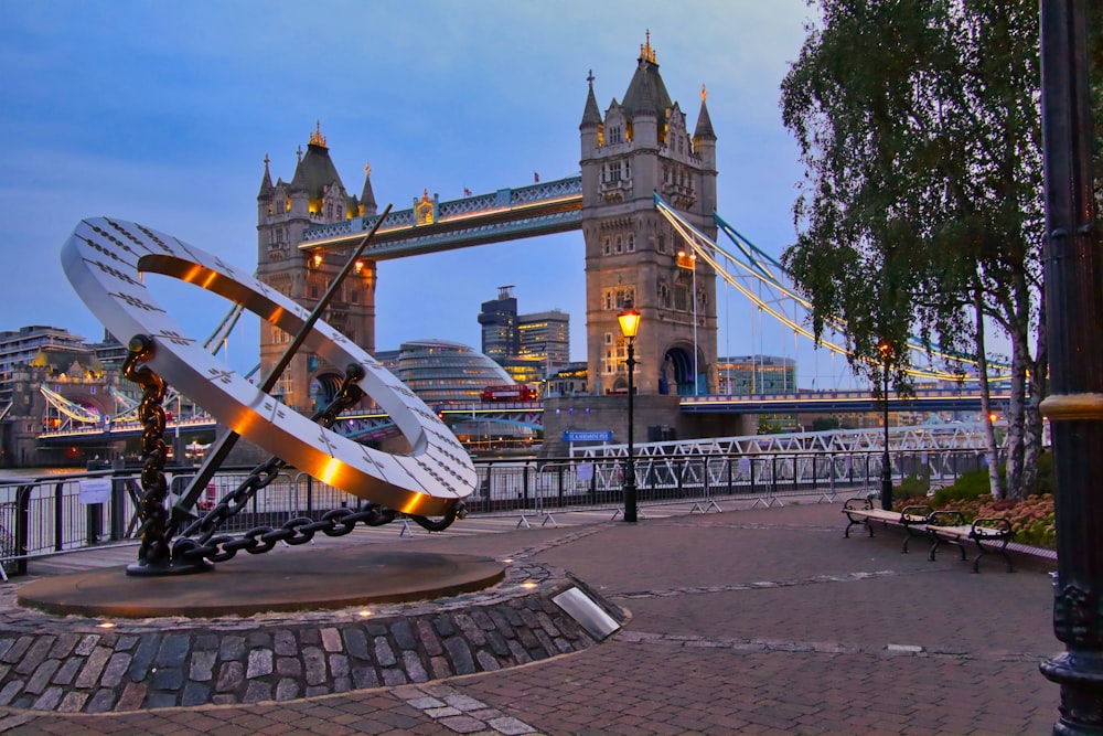 London sundial and Tower Bridge