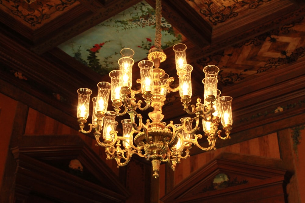 gold uplight chandelier