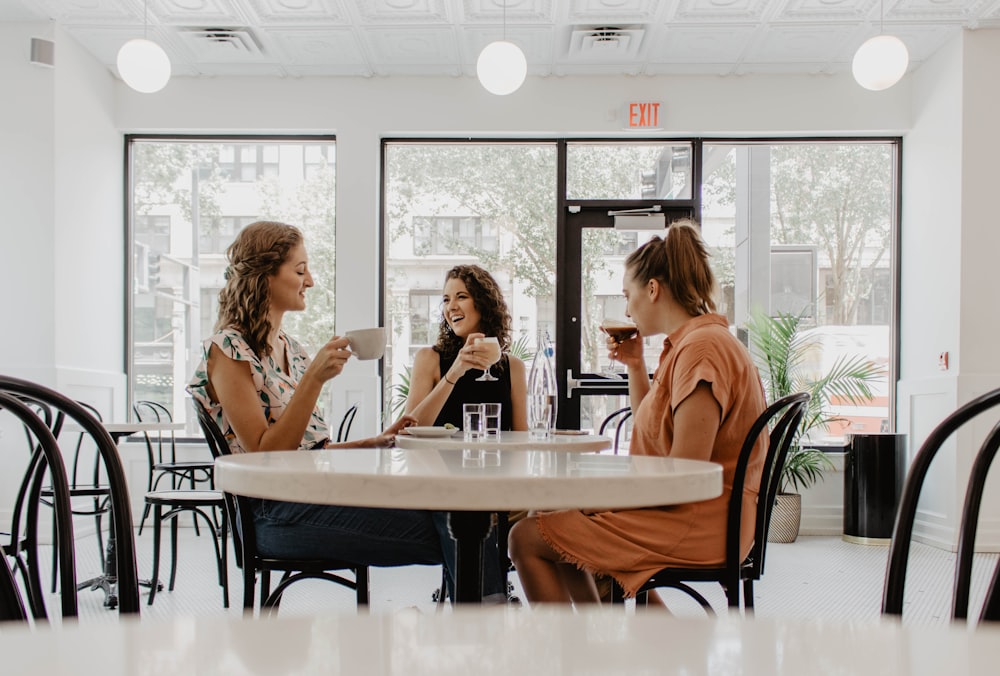 women drinking indoors