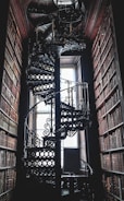 black metal spiral stairs