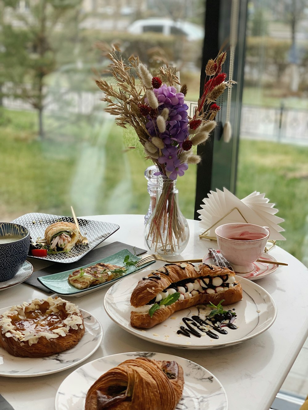 pastries on plates