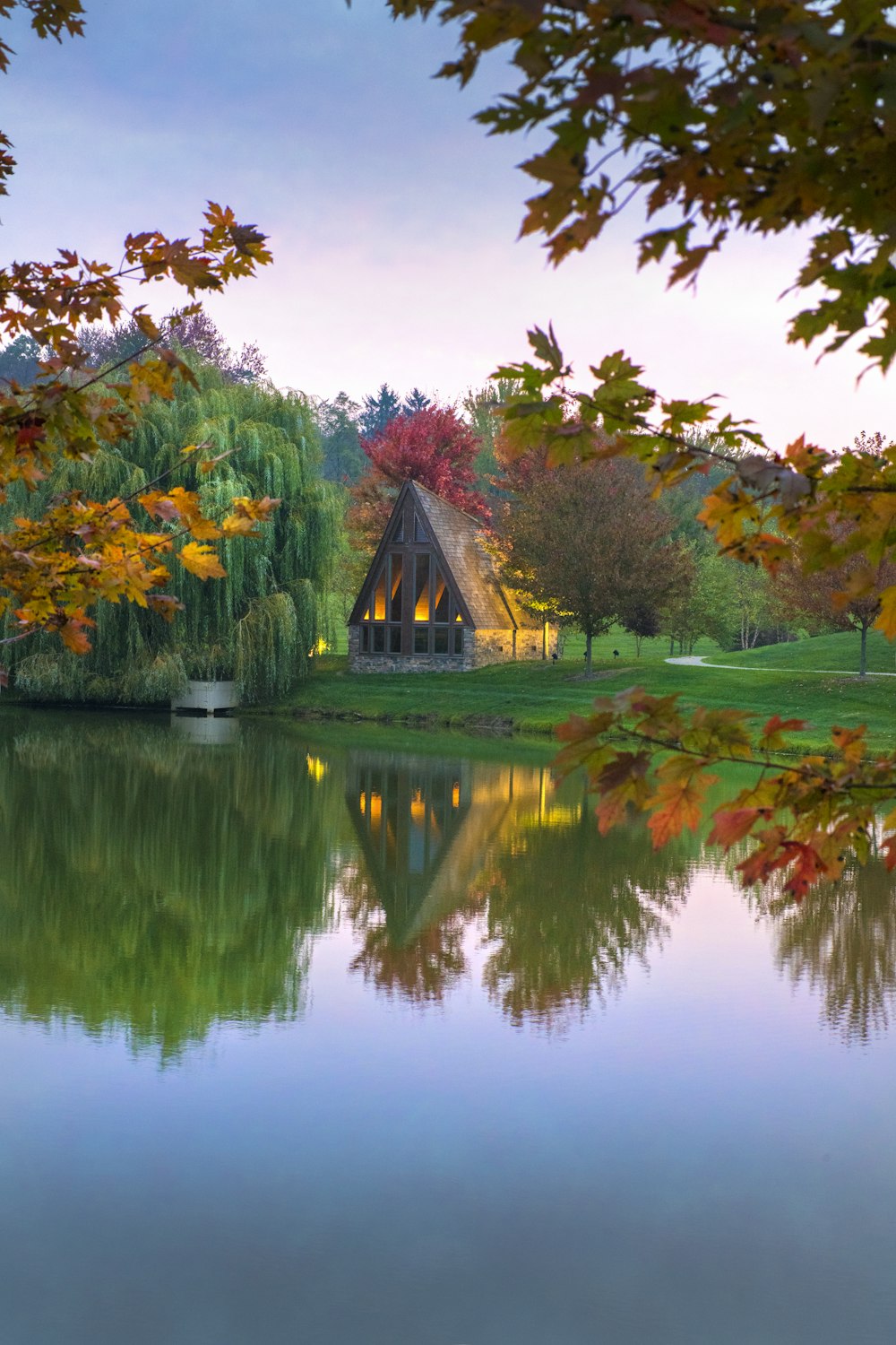 brown house and green trees