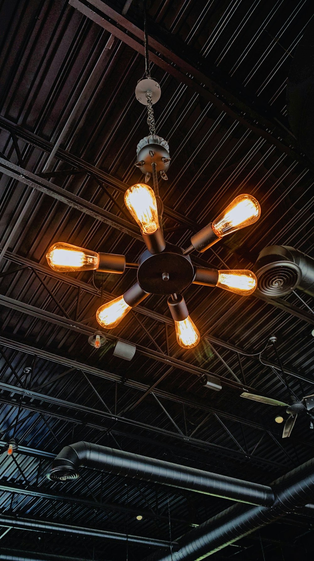 turned-on steampunk chandelier