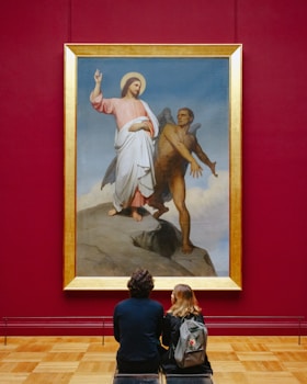 A bright and minimalist artwork depicting a biblical scene.