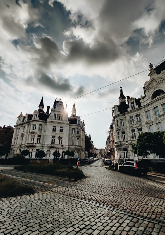 buildings grayscale photo in Berchem Belgium