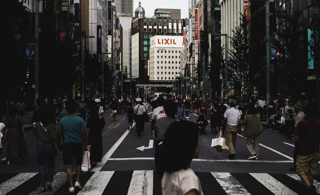 people standing near buildings