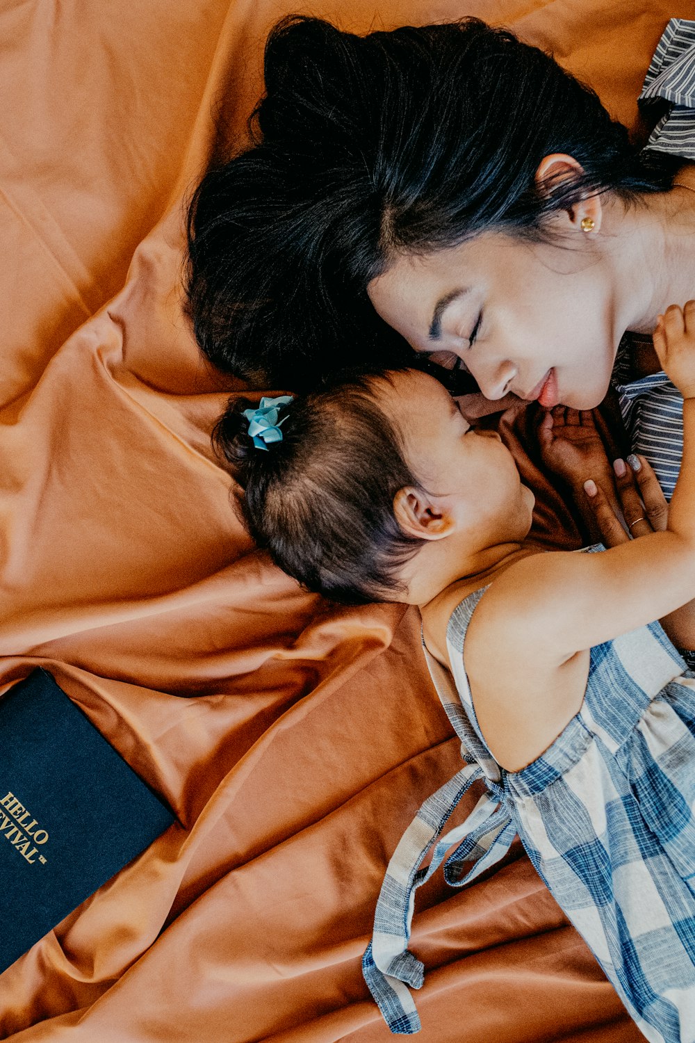 sleeping woman and toddler