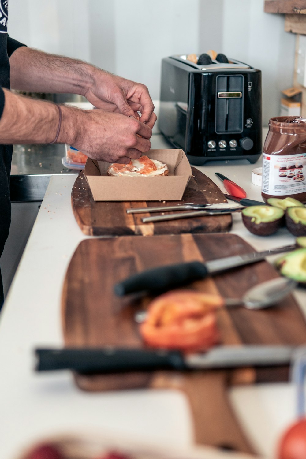 person making burger