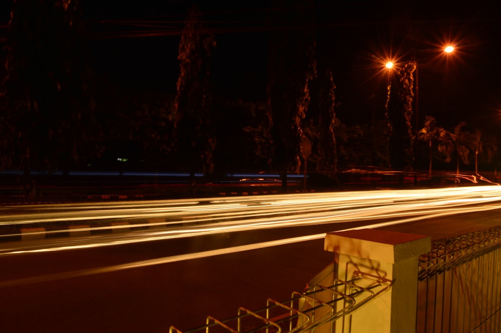 empty streets with orange lights