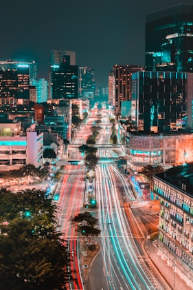 high angle photo of buildings
