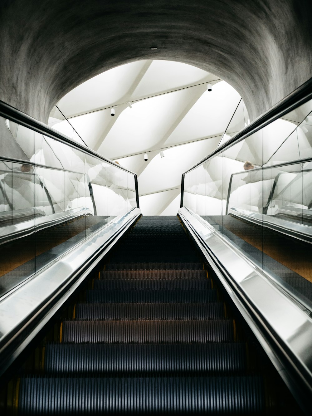 photo of gray escalator