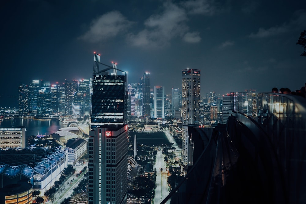 high-rise buildings during night time