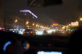 Night view of the Camry cruising through Kuwait’s illuminated streets.