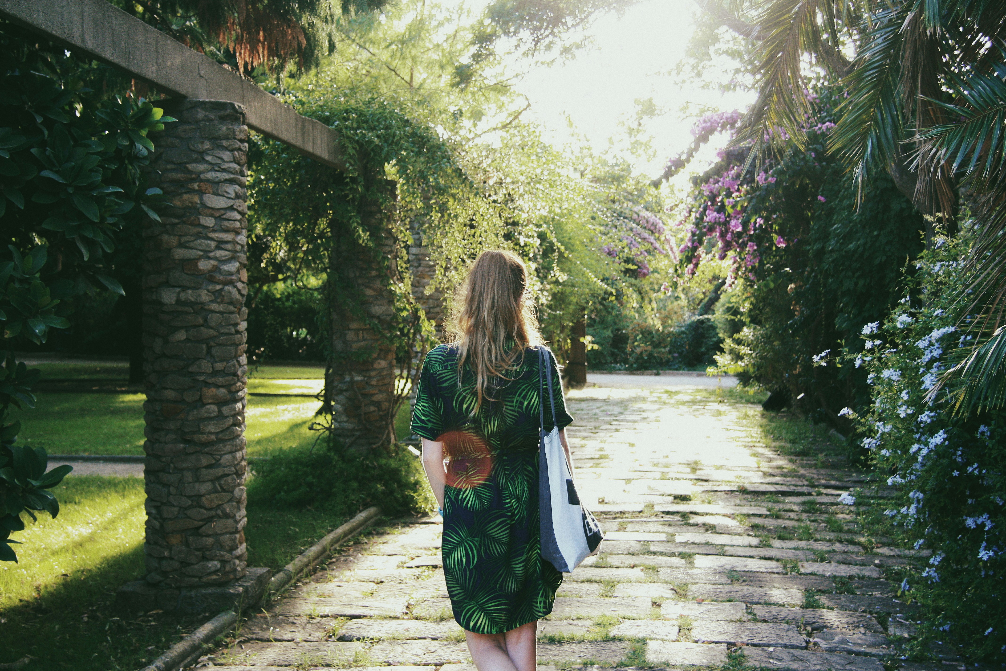 A girl in one of the Montjuïc gardens