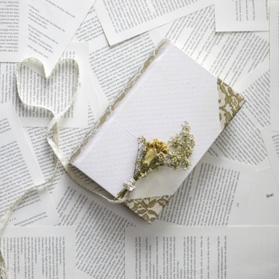 A close-up of a delicate floral page border framing a handwritten diary entry.
