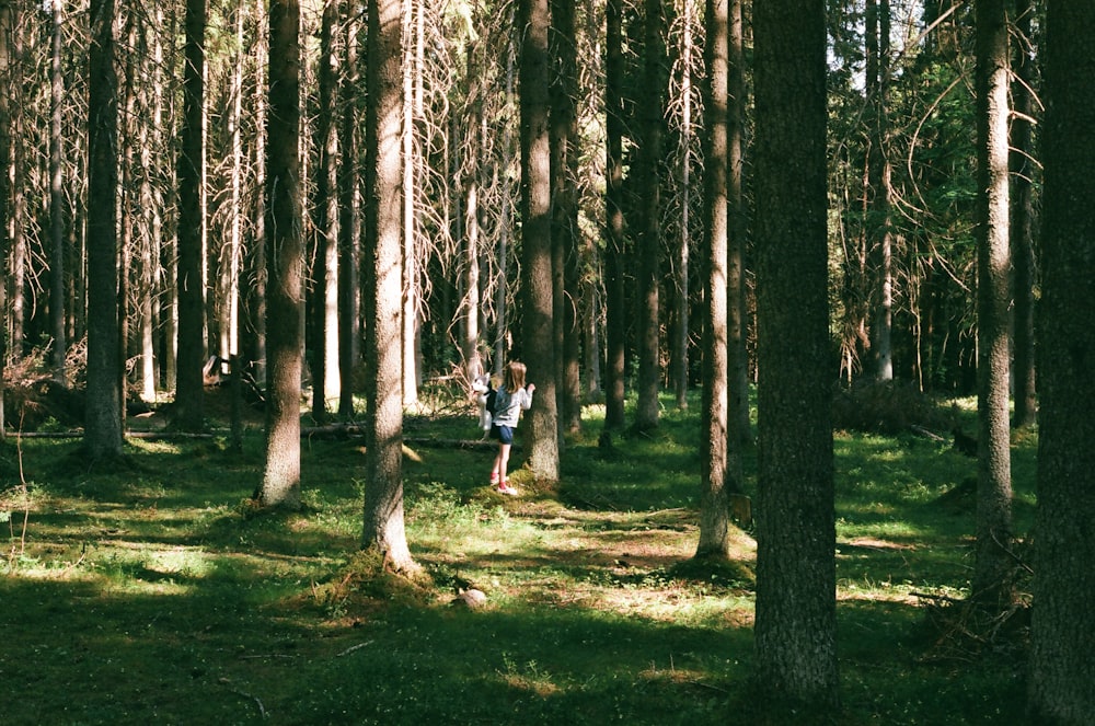 menina escondida na floresta