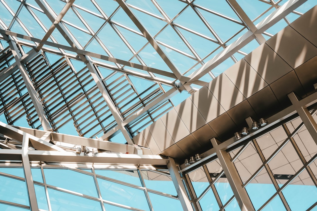 gray metal and glass ceiling