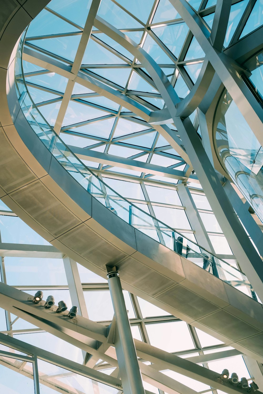 gray metal and glass ceiling