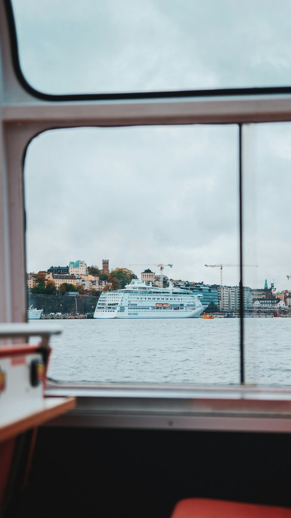 white cruise ship nearby