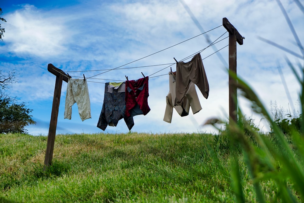 clothes hanging in clothesline
