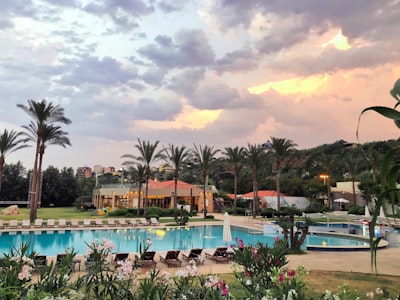 outdoor swimming pool at a resort lebanon google meet background