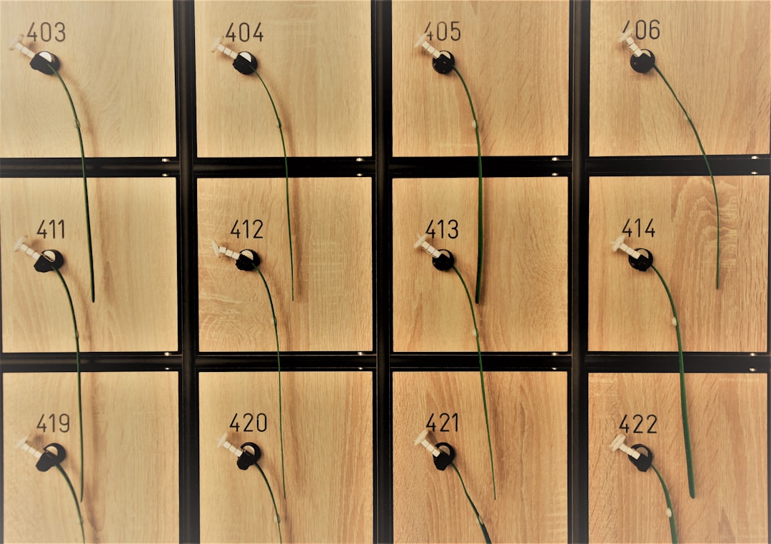 brown and black wooden locker