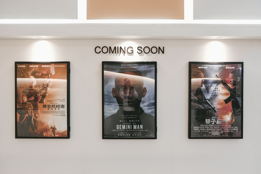 three assorted-title movie posters