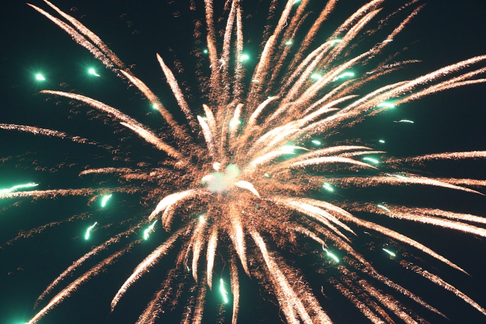 brown and green fireworks