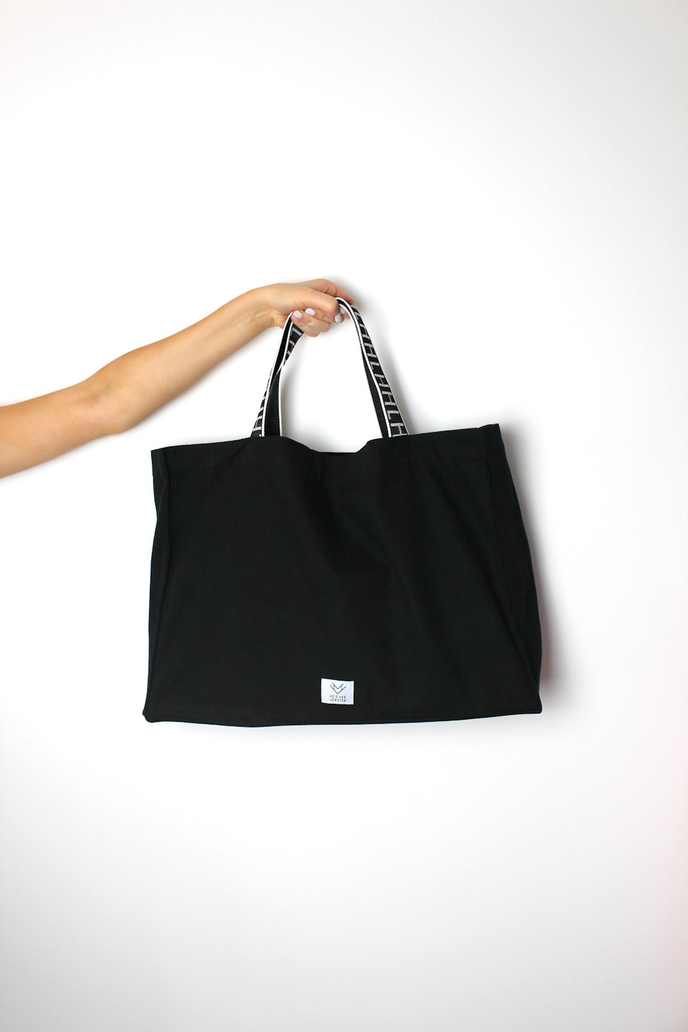 black fabric handbag