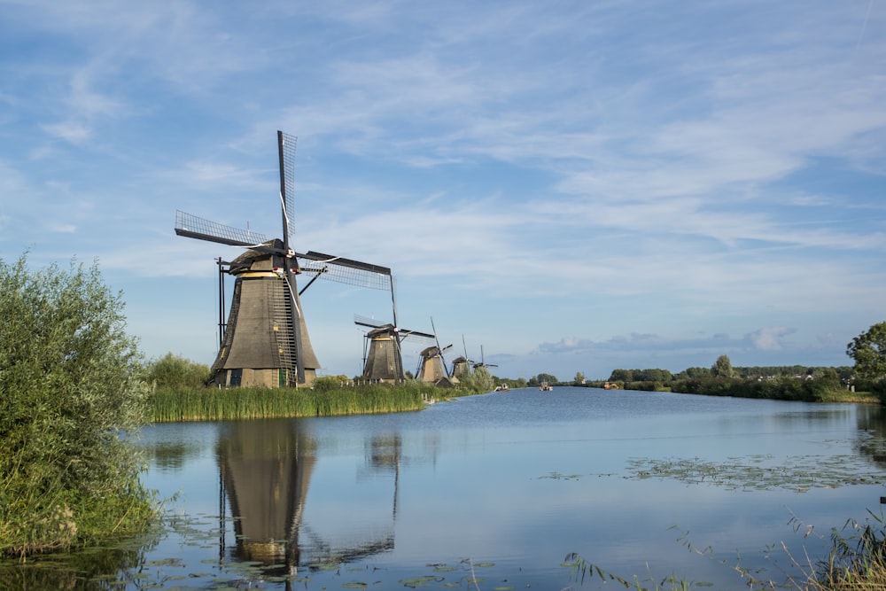 photo of gray windmill