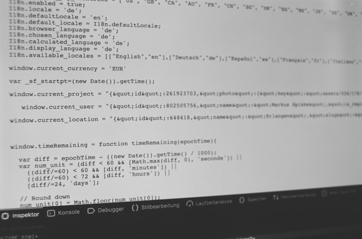 computer screen shows programming codes