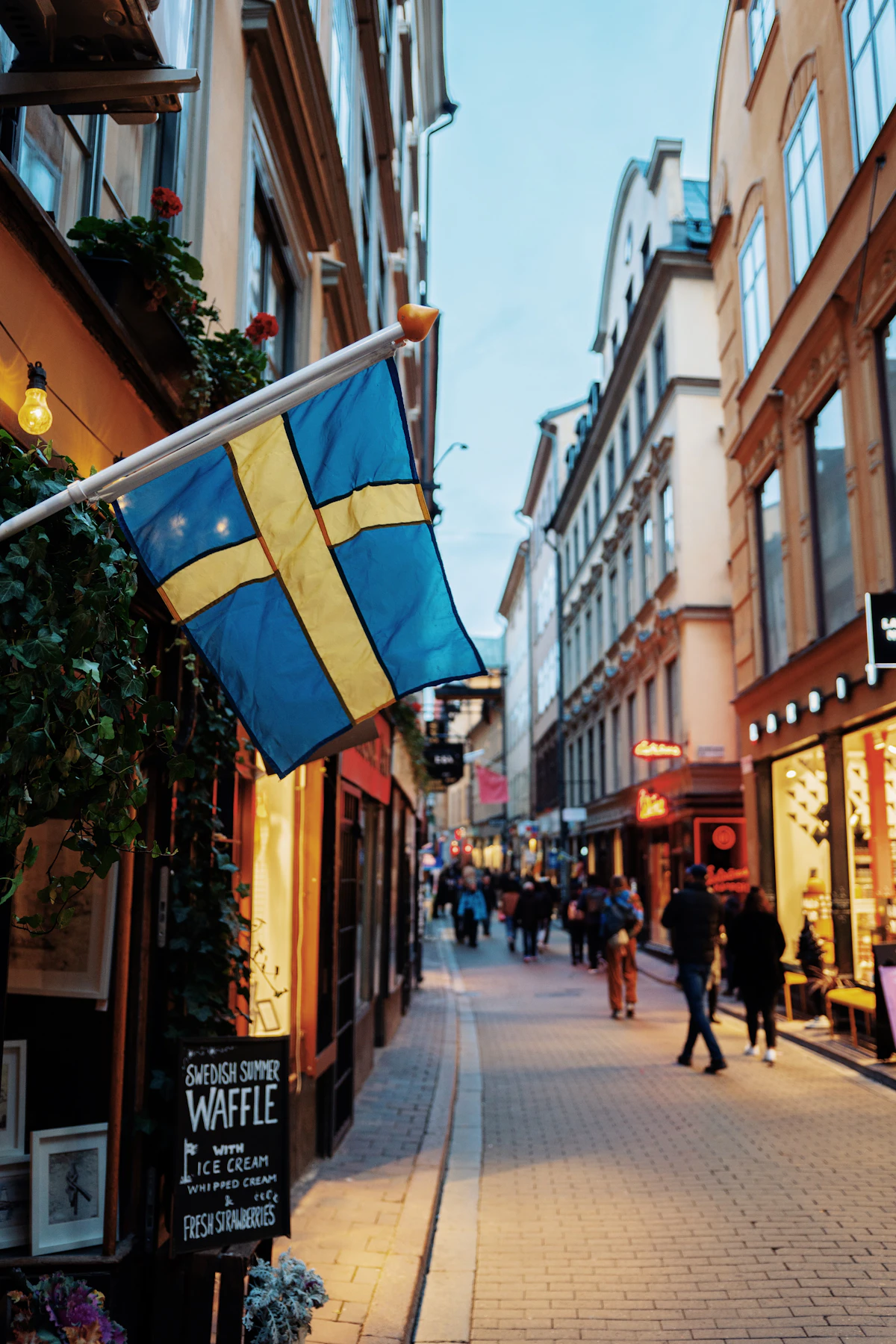 Waterfront view of central Stockholm with colourful facades