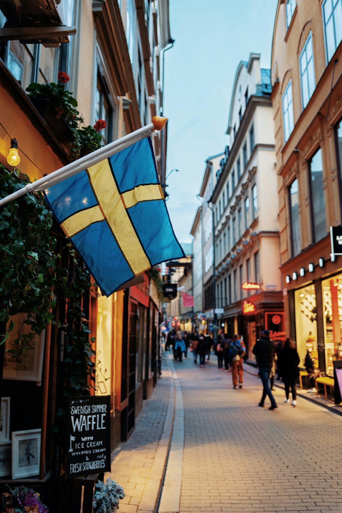 Östermalm Stockholm — grand boulevard with Art Nouveau apartment buildings and autumn foliage