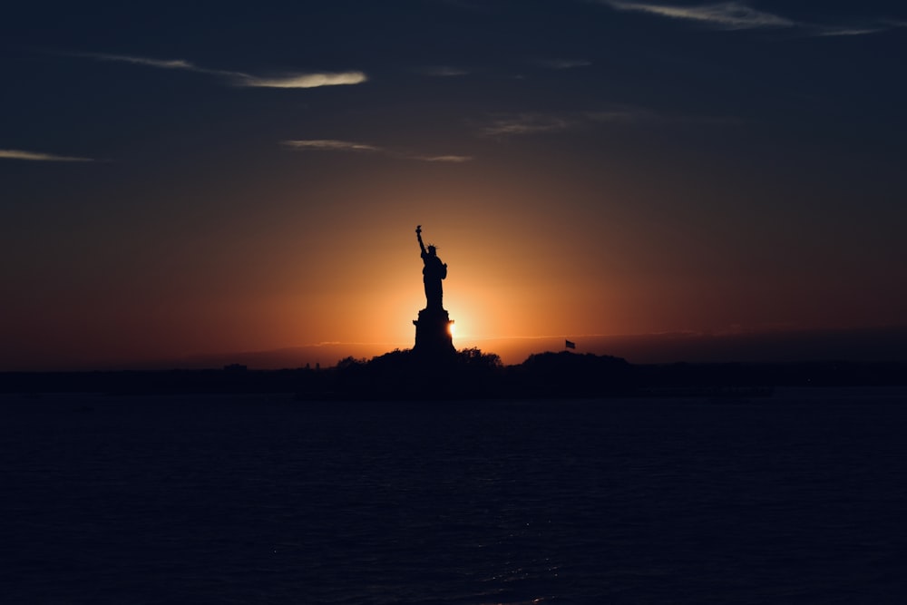 silhouette of Statue of Liberty