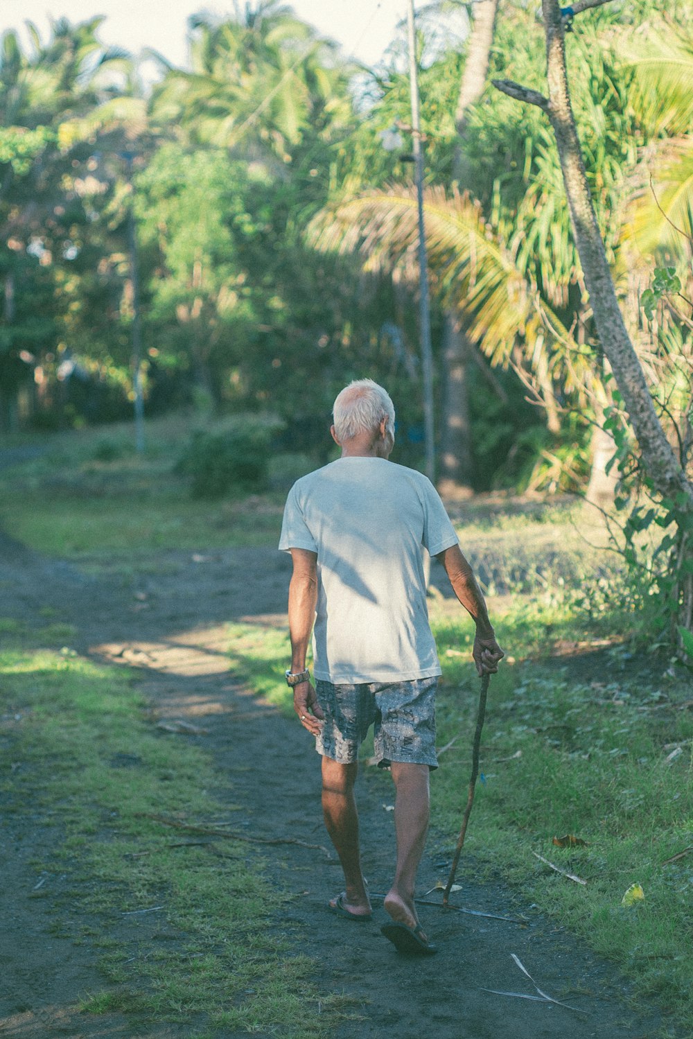 man walking with stick