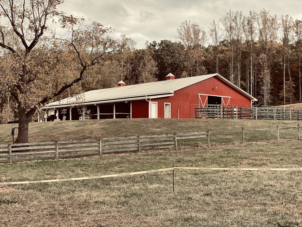 photo of red and white barn house