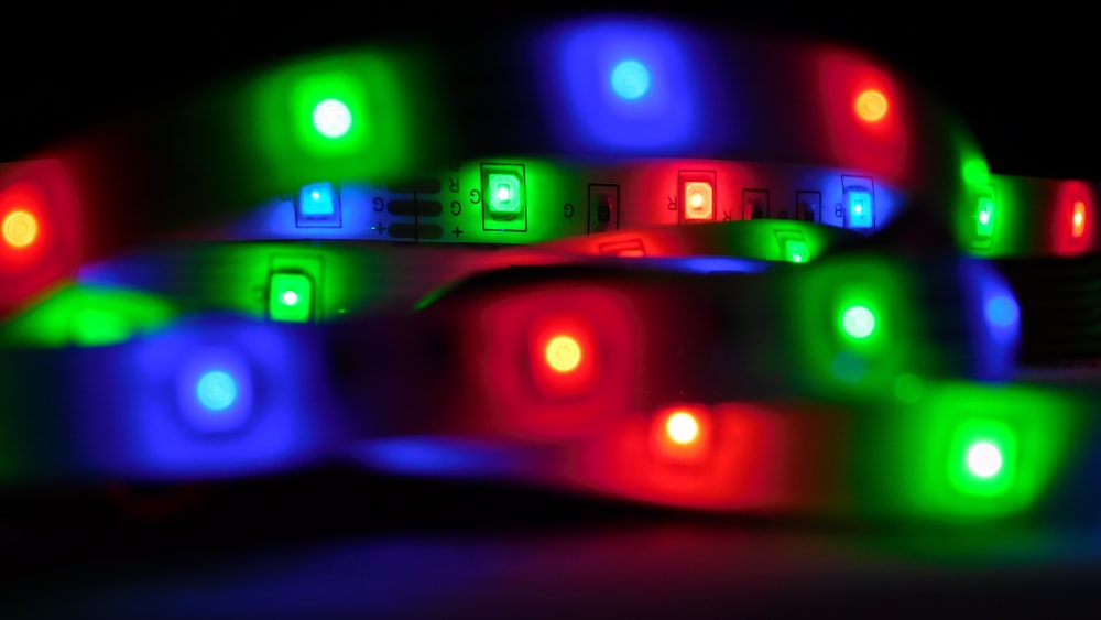 assorted-colored LED lights