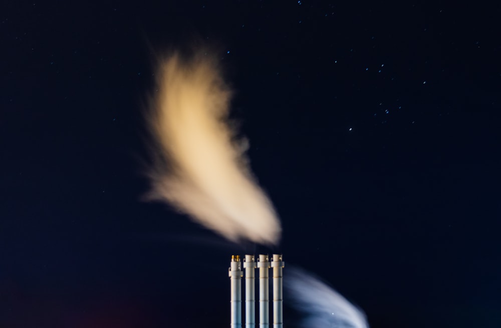 white smoke at night