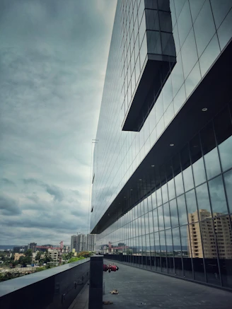 photo of gray glass building window