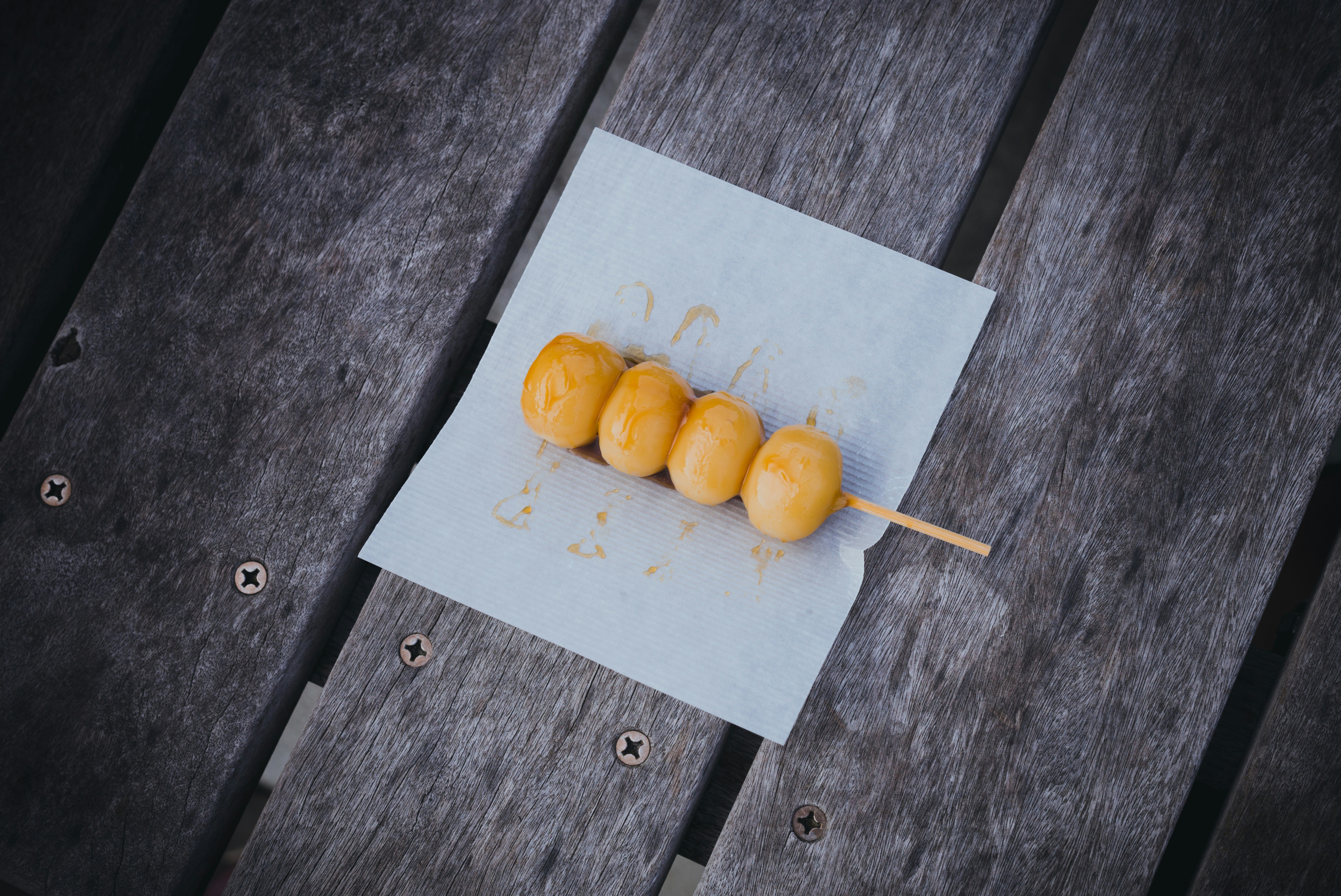 food in sticks on paper, 